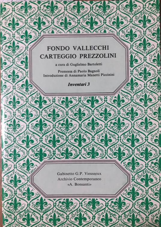 Fondo Vallecchi. Carteggio - Prezzolini - copertina
