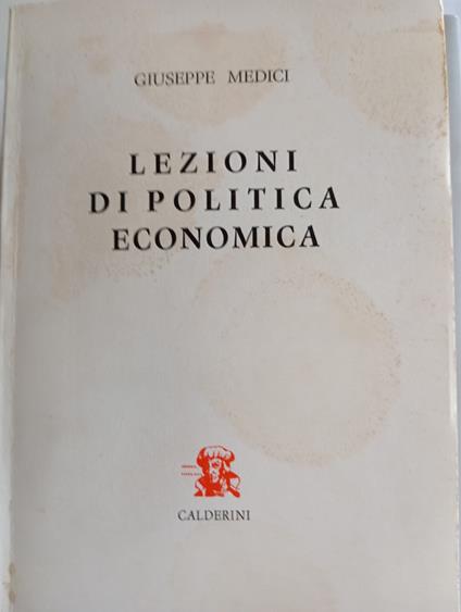 Lezioni di politica economica - Giuseppe Medici - copertina