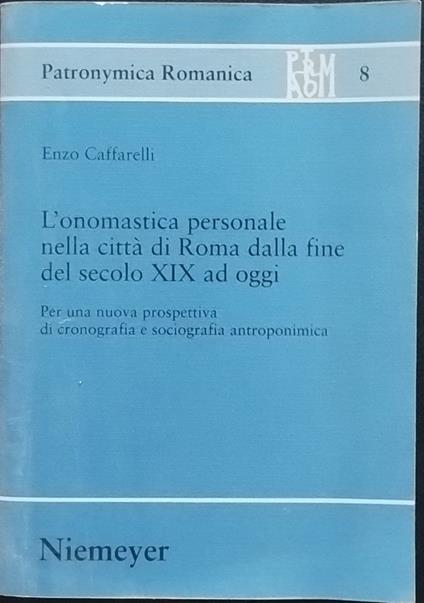 L' onomastica personale nella città di Roma dalla fine del secolo XIX ad oggi - copertina
