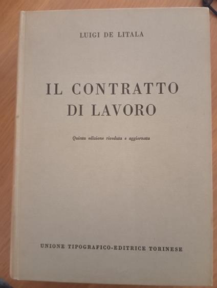 Il contratto di lavoro - Luigi De Litala - copertina