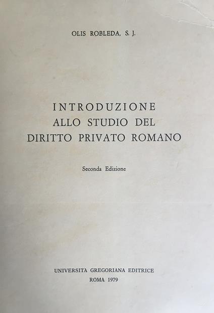 Introduzione allo studio del diritto privato romano - copertina