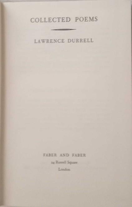 Collected Poems - Lawrence Durrell - copertina