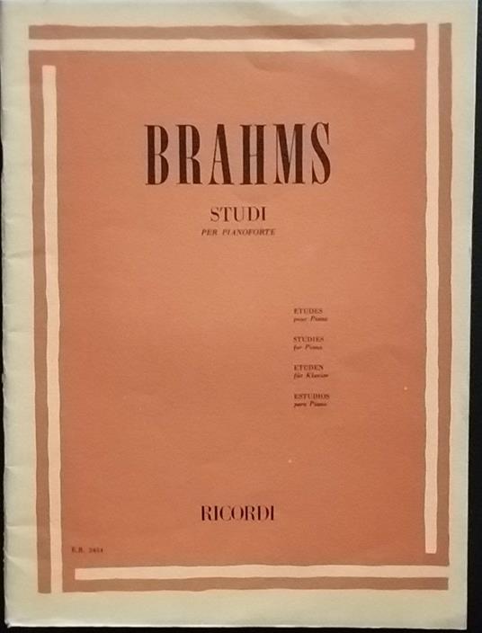 Studi per pianoforte - Johannes Brahms - copertina