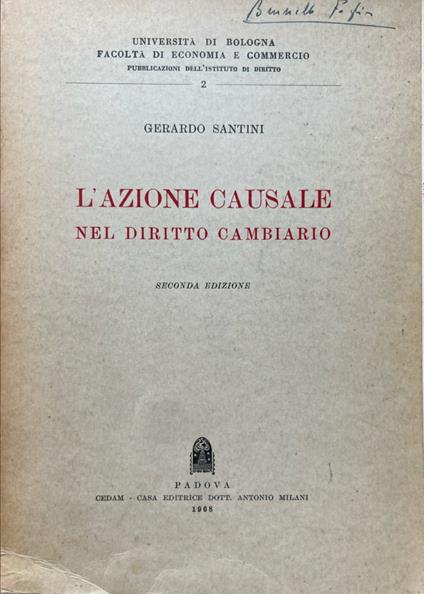 L' azione causale nel diritto cambiario - Gerardo Santini - copertina