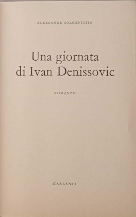 Una giornata di Ivan Denissovic - Aleksandr Solgenitsin - copertina