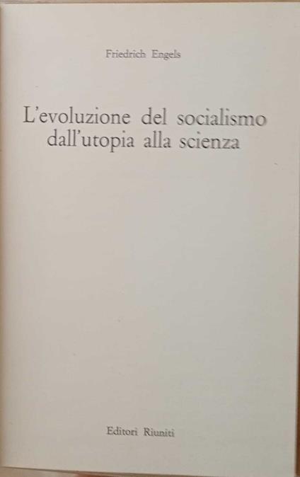 L' evoluzione del socialismo dall'utopia alla scienza - Friedrich Engels - copertina