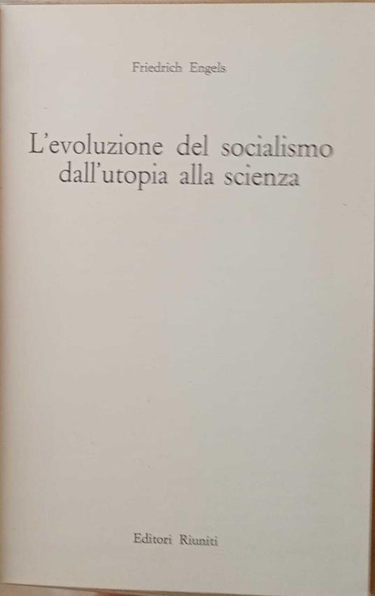 L' evoluzione del socialismo dall'utopia alla scienza - Friedrich Engels - copertina