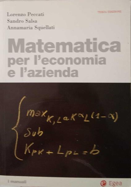 Matematica per l'economia e l'azienda - copertina