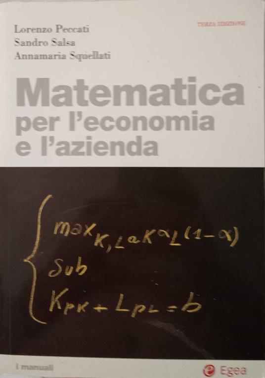 Matematica per l'economia e l'azienda - copertina