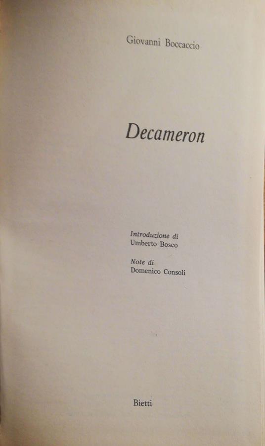 Decameron - Giovanni Boccaccio - copertina