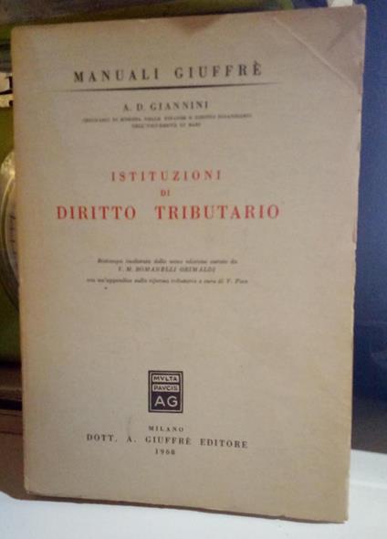 Istituzioni di Diritto Tributario - A. D. Giannini - copertina