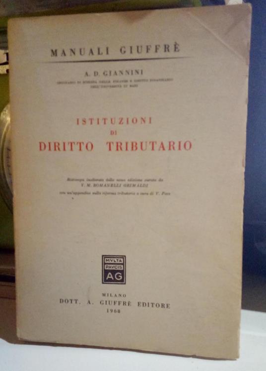Istituzioni di Diritto Tributario - A. D. Giannini - copertina