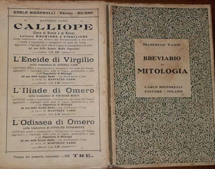 Breviario di mitologia - Manfredo Vanni - copertina