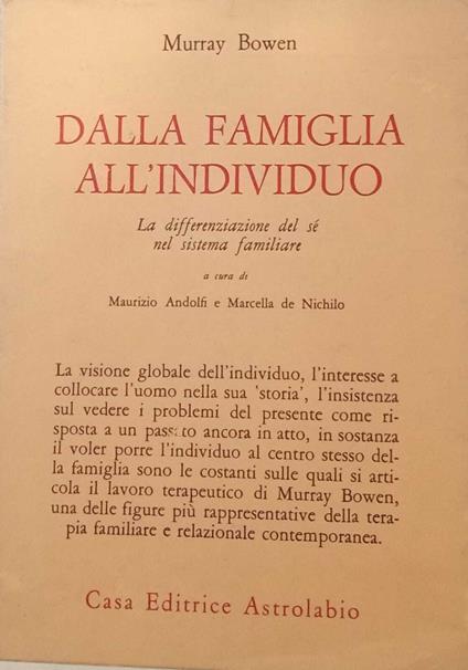 Dalla famiglia all'individuo. La differenziazione del sè nel sistema familiare - copertina