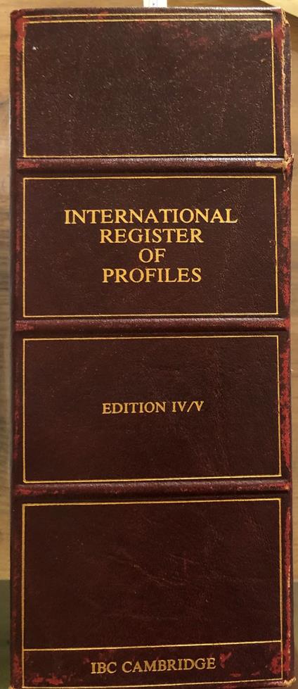The international register of profiles. Edition IV/V - copertina