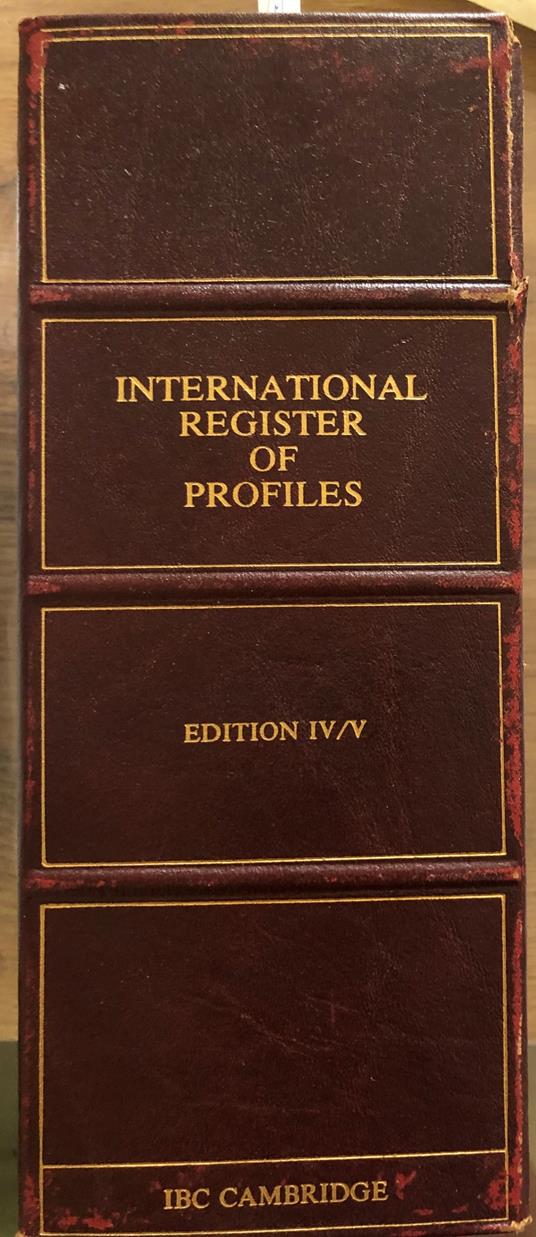 The international register of profiles. Edition IV/V - copertina