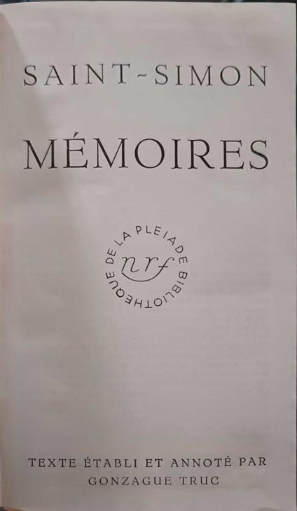 Memories de Saint Simon - Claude-Henri de Saint-Simon - copertina