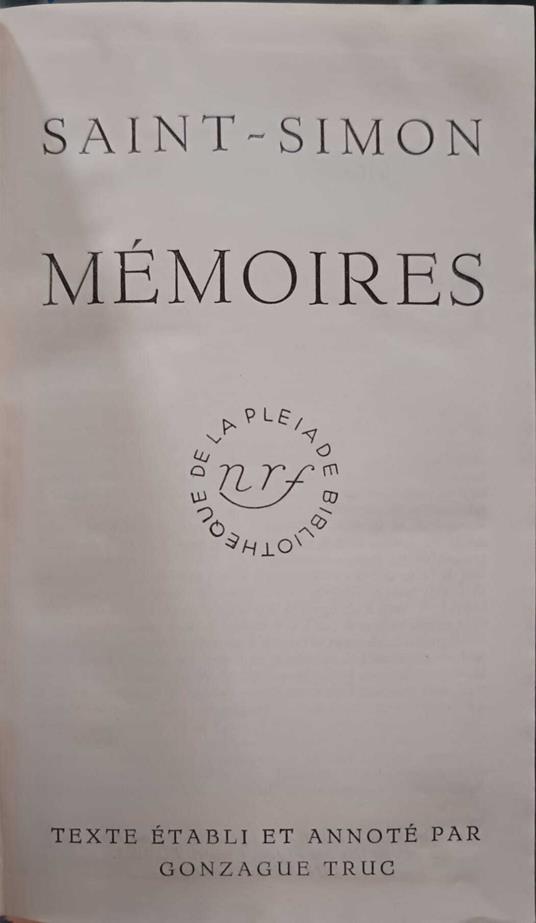 Memories de Saint Simon - Claude-Henri de Saint-Simon - copertina
