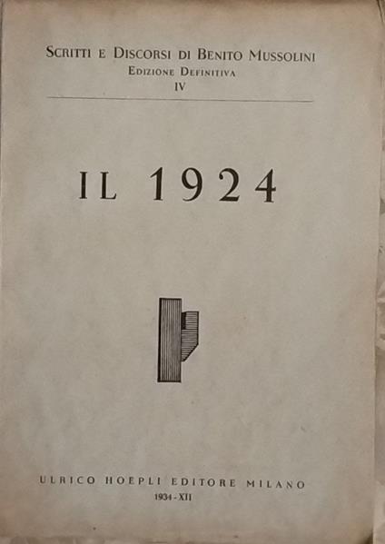 Il 1924 - Benito Mussolini - copertina