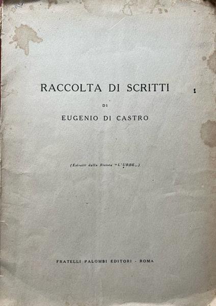 Raccolta di scritti - Eugenio Di Castro - copertina