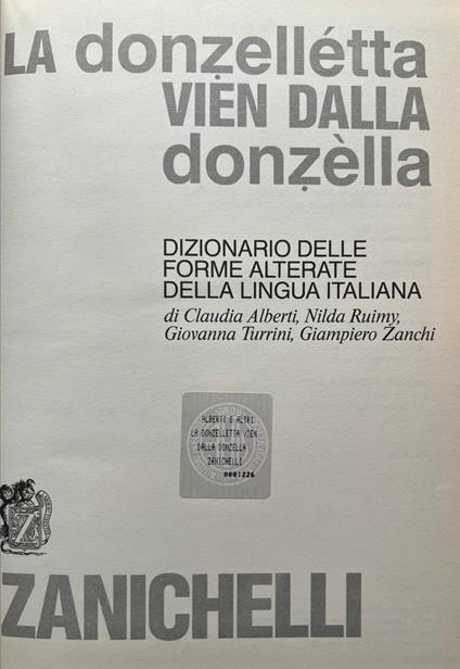 Dizionario delle forme alterate della lingua italiana - copertina
