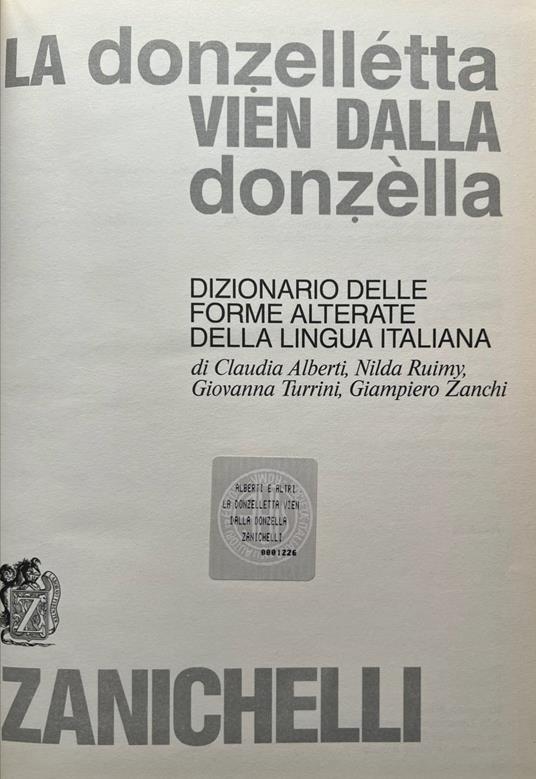 Dizionario delle forme alterate della lingua italiana - copertina