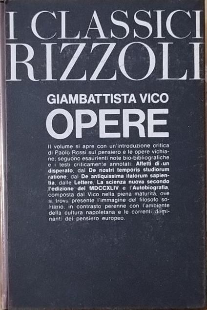 Opere - Giambattista Vico - copertina