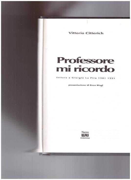 Professore mi ricordo. Lettere a Giorgio La Pira 1981 1991 - copertina