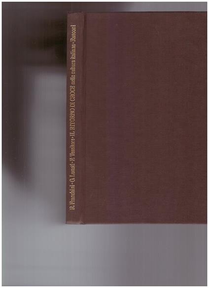 Il ritorno di Croce nella cultura italiana - Raffaello Franchini - copertina