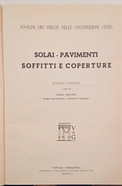 Analisi dei prezzi nelle costruzioni civili. Solai - pavimenti soffitti e coperture - copertina
