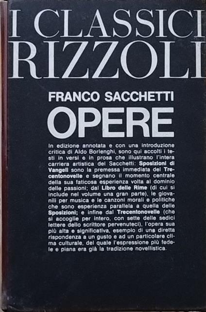 Opere - Franco Sacchetti - copertina