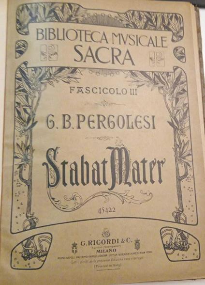 Stabat mater a due voci (fascicolo III) e per due soprani, tenore, basso e coro a quattro o cinque voci - copertina