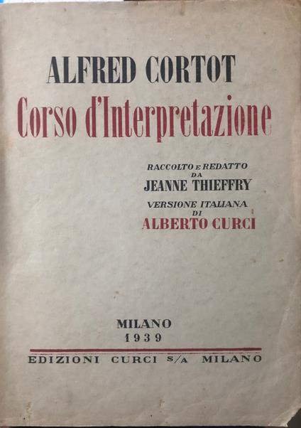 Corso d'Interpretazione - Alfred Cortot - copertina