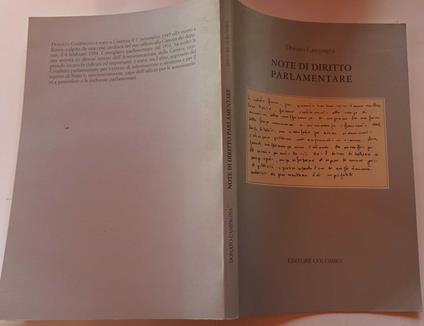 Note di diritto parlamentare - copertina