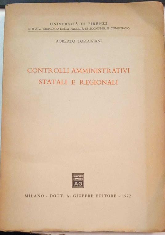 Controlli amministrativi statali e regionali - Roberto Torrigiani - copertina
