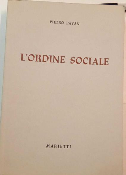 L' ordine sociale - Pietro Pavan - copertina
