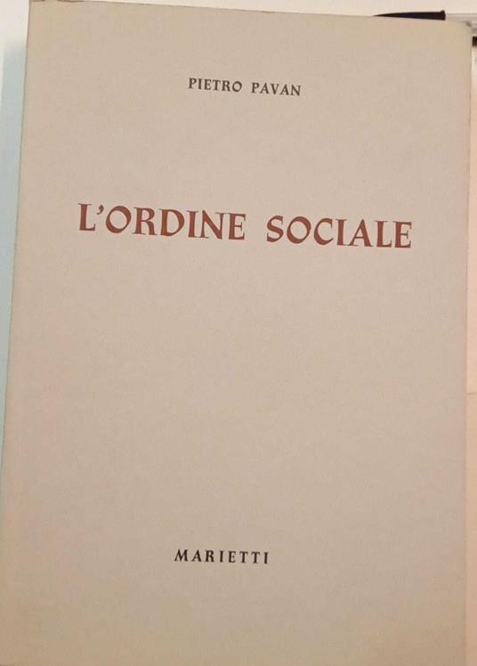 L' ordine sociale - Pietro Pavan - copertina