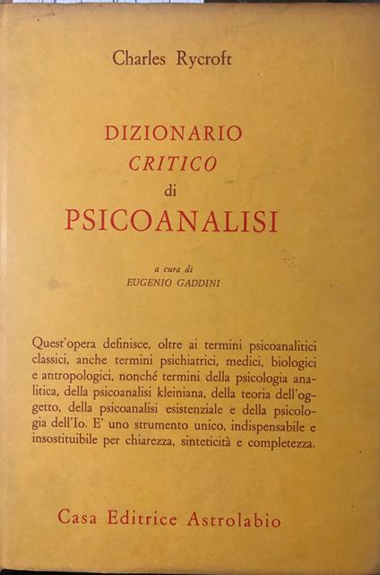 Dizionario critico di psicoanalisi - Charles Rycroft - copertina
