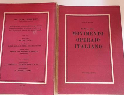 Storia del movimento operaio italiano - Rinaldo Rigola - copertina
