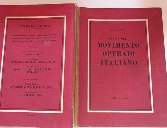 Storia del movimento operaio italiano - Rinaldo Rigola - copertina