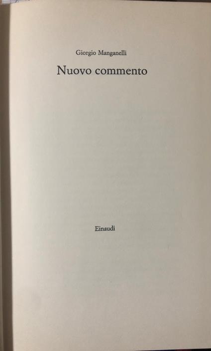 Nuovo commento - Giorgio Manganelli - copertina
