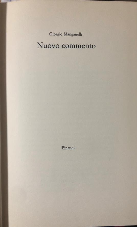 Nuovo commento - Giorgio Manganelli - copertina