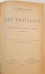 Dei Privilegi e delle cause di prelazione del credito in generale
