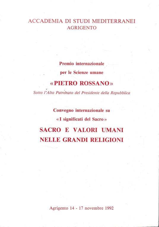 Premio Internazionale per le Scienze umane "Pietro Rossano" - copertina