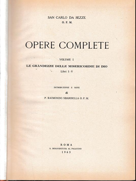 Opere complete, vol. 1° - copertina
