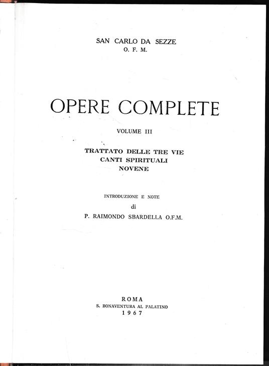 Opere complete, vol. 3° - copertina