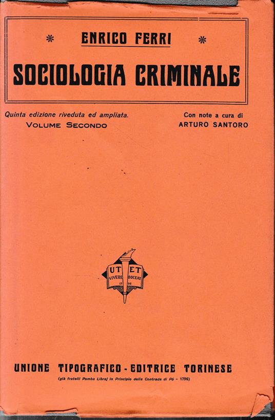 Sociologia criminale, vol. 2° - Enrico Ferri - copertina