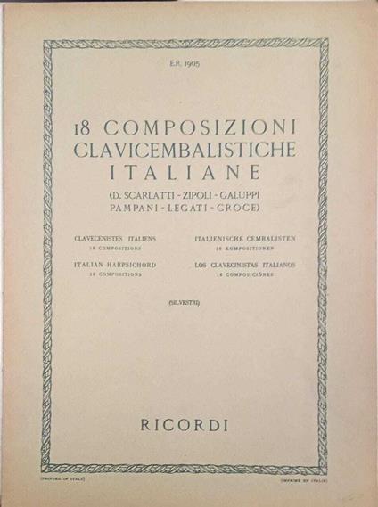 18 composizioni clavicembalistiche italiane (Renzo Silvestri) - copertina