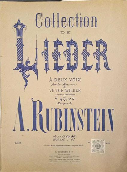 Collection de Lieder - Antoine Rubinstein - copertina