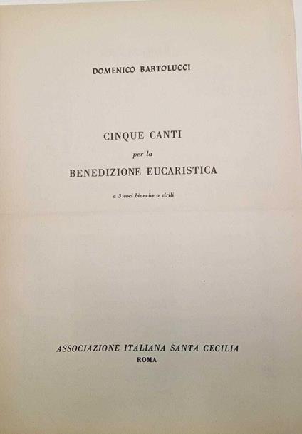 Cinque canti per la benedizione eucaristica - copertina